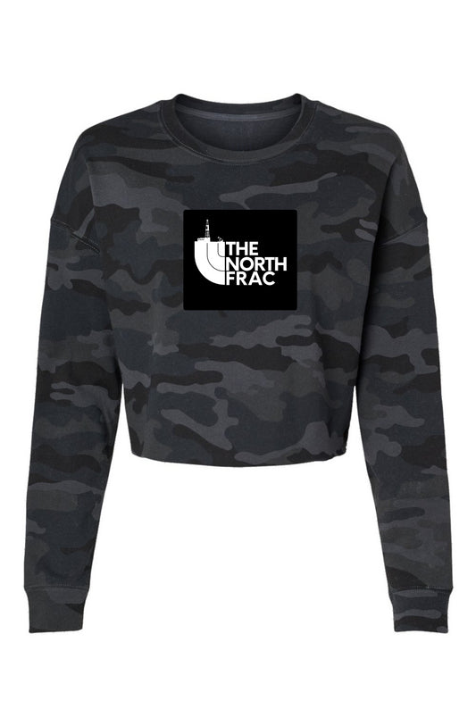 The North Frac Black Lightweight Camo Cropped Crew