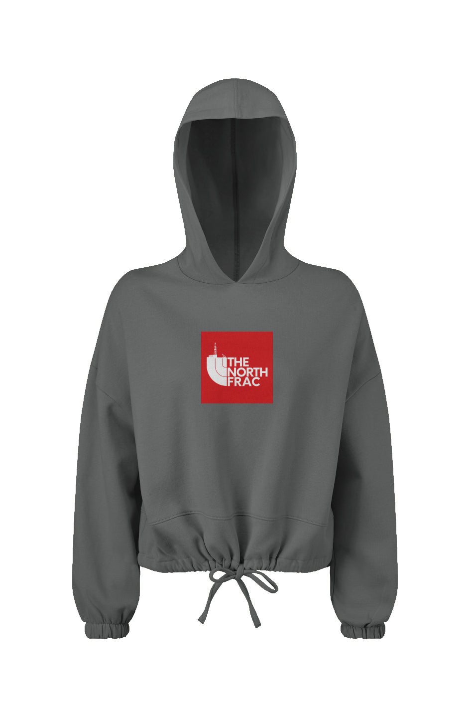 The North Frac Red Ladies' Cropped Oversize Hooded Sweatshirt