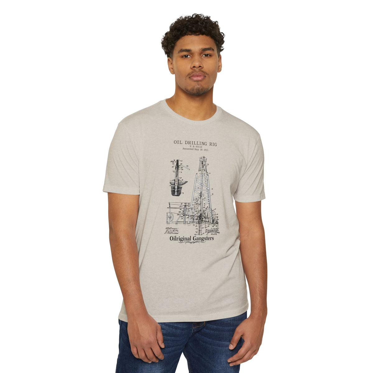 Oil Drilling Rig Vintage Diagram T‑Shirt