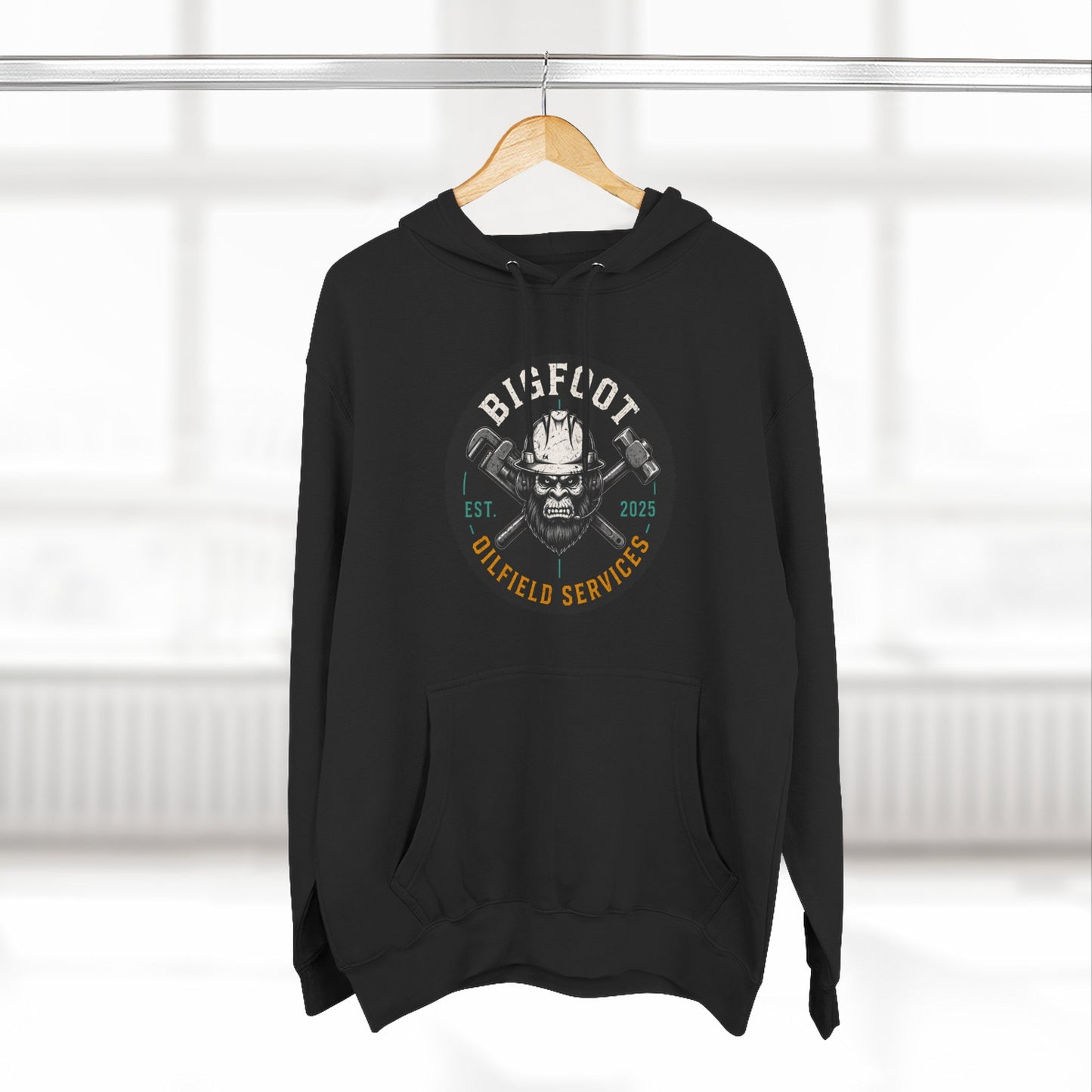 Bigfoot Oilfield Services Hoodie – Vintage Sasquatch Logo Fleece Pullover