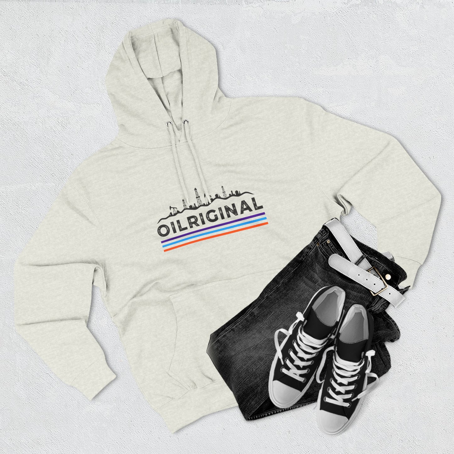 Oilrig Original Hoodie — Vintage Offshore Skyline Graphic Pullover