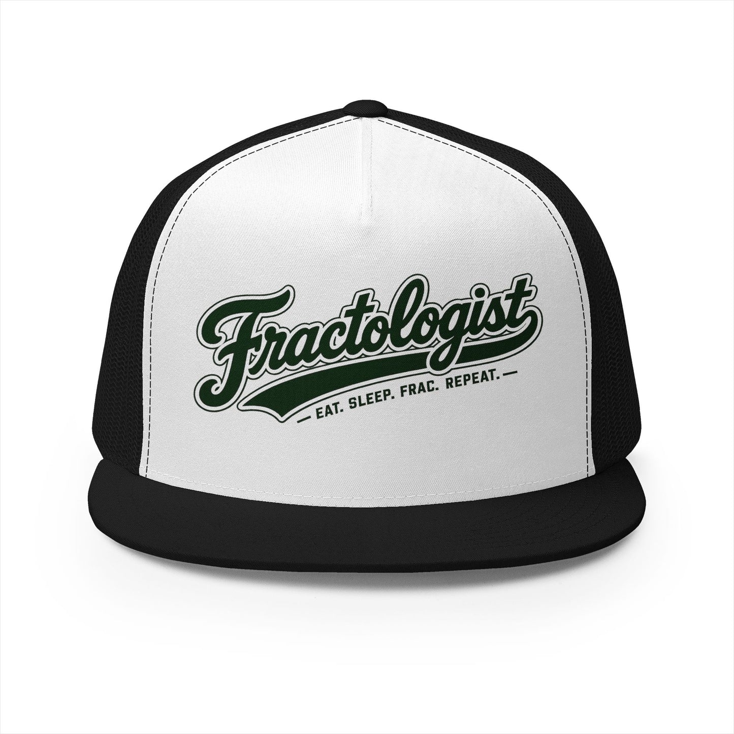 “Fractologist” Retro Script Mesh Snapback Hat (Eat. Sleep. Frac. Repeat.)