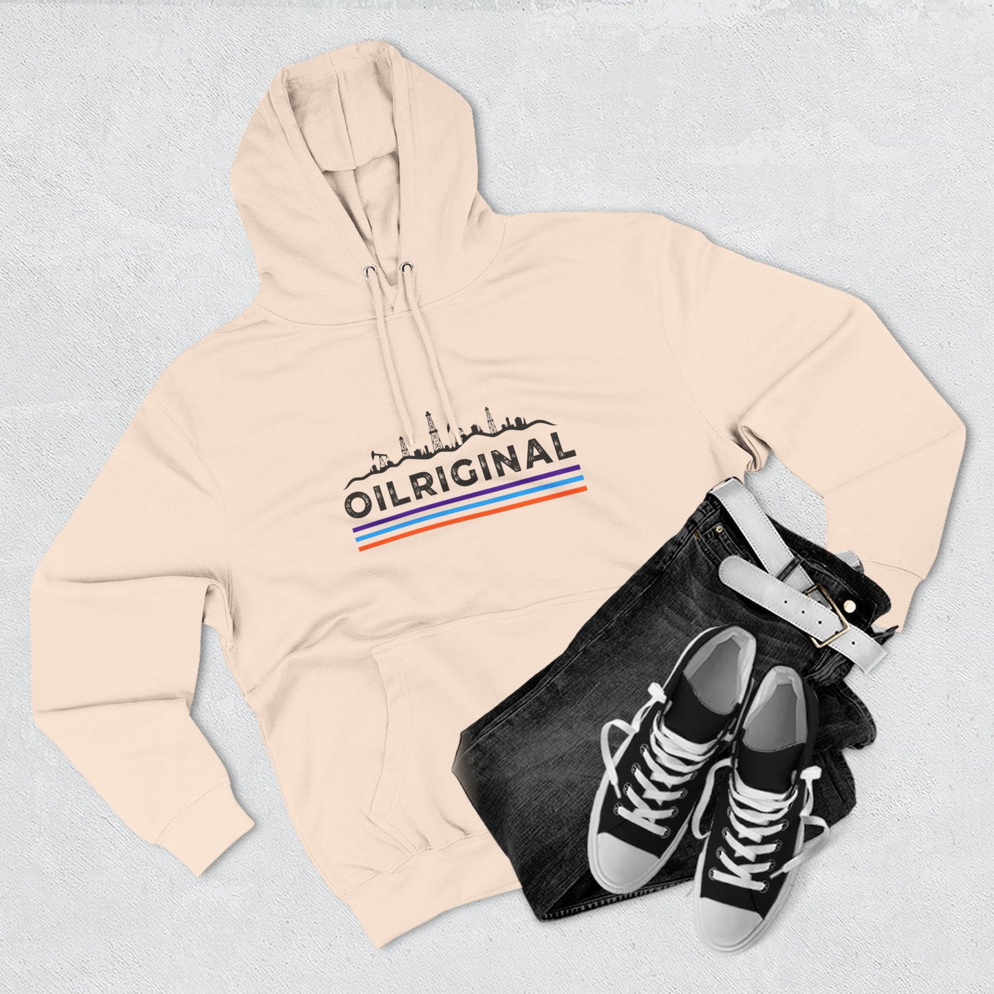 Oilrig Original Hoodie — Vintage Offshore Skyline Graphic Pullover