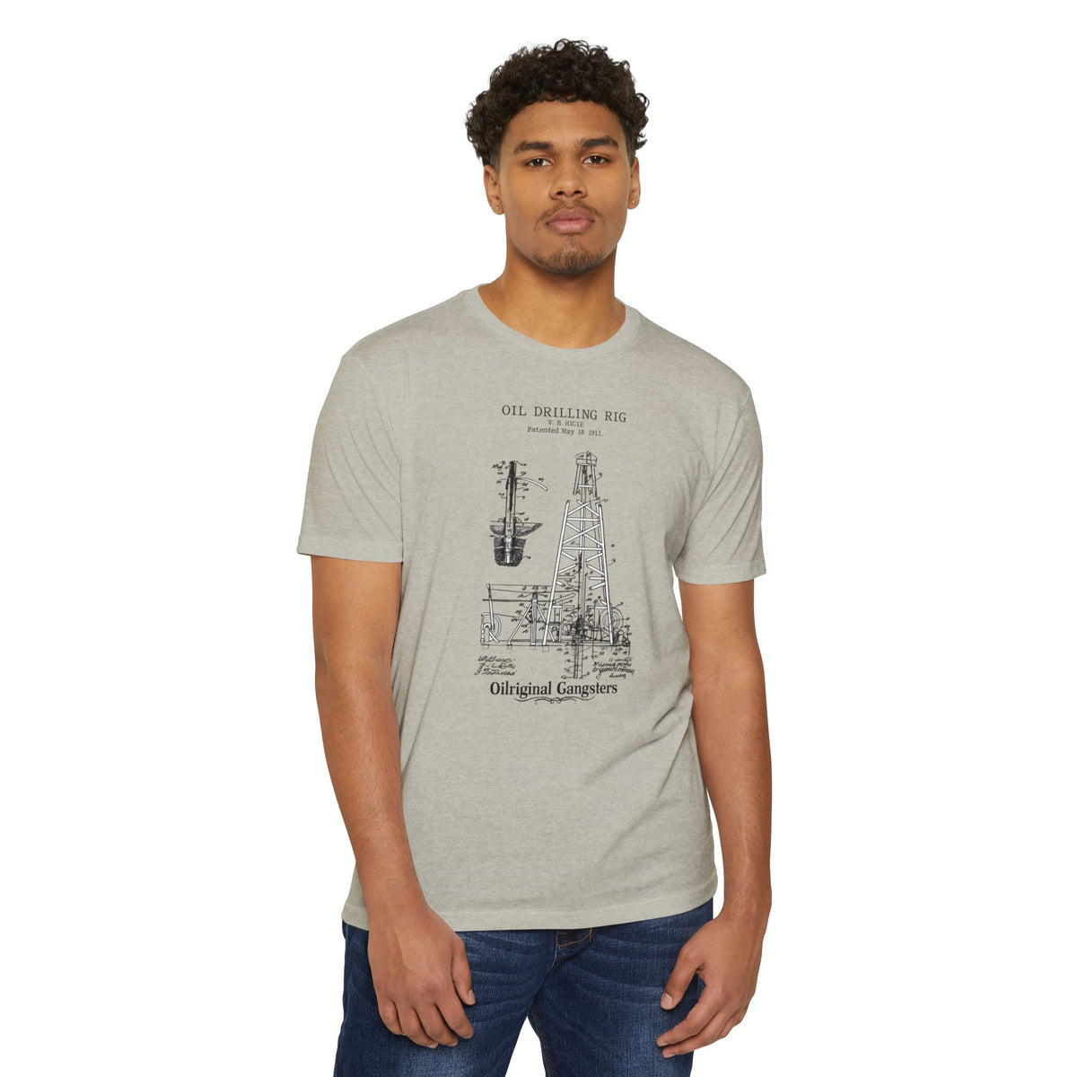 Oil Drilling Rig Vintage Diagram T‑Shirt