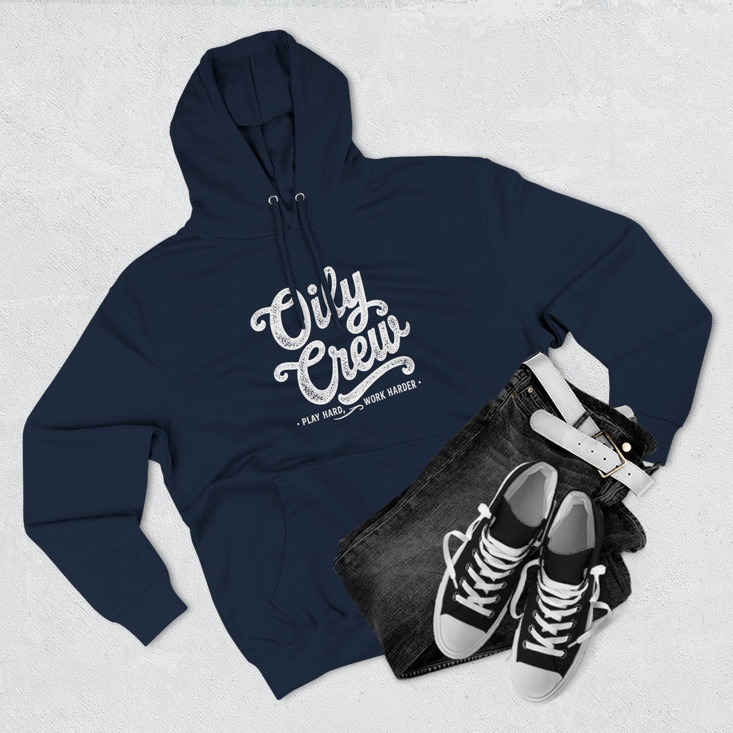 Oily Crew Hoodie – Vintage Script