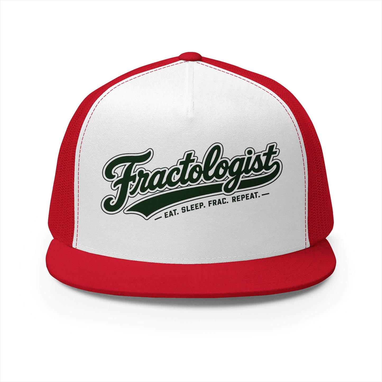 “Fractologist” Retro Script Mesh Snapback Hat (Eat. Sleep. Frac. Repeat.)