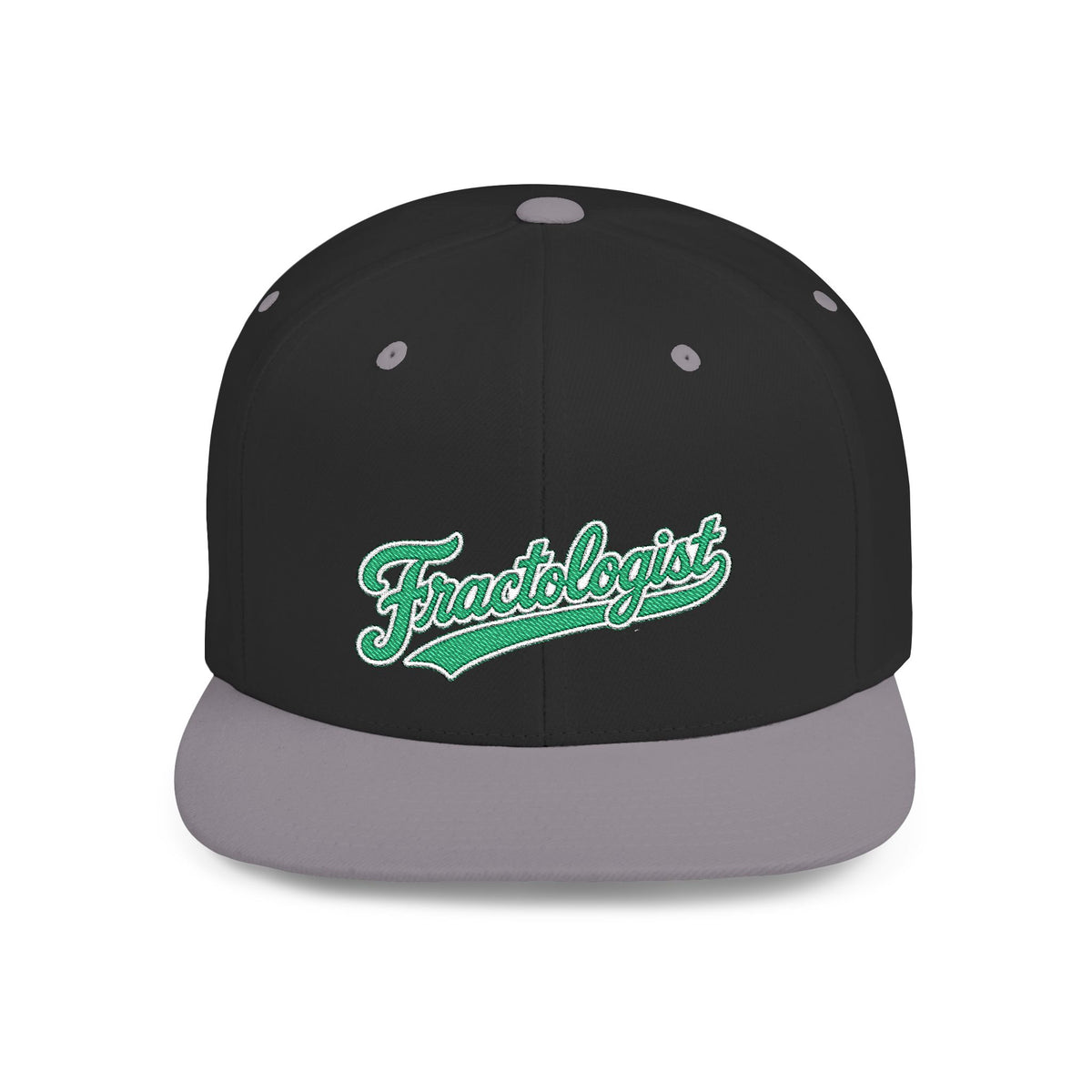 Fractologist Snapback Hat — Retro Script Flat-Bill Baseball Cap