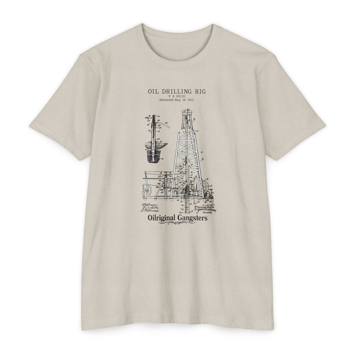 Oil Drilling Rig Vintage Diagram T‑Shirt
