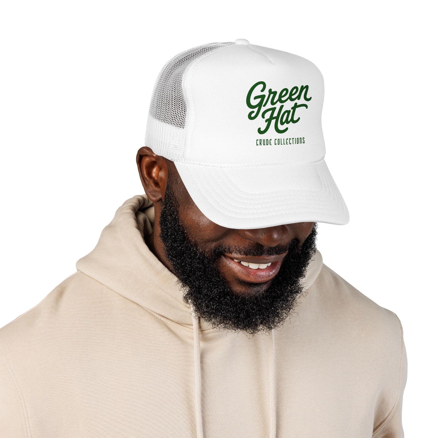 Green Hat Trucker Cap — Retro Foam Mesh
