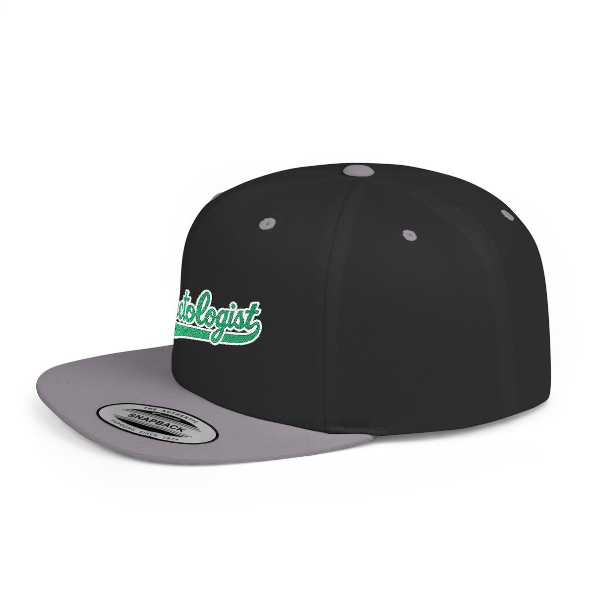 Fractologist Snapback Hat — Retro Script Flat-Bill Baseball Cap