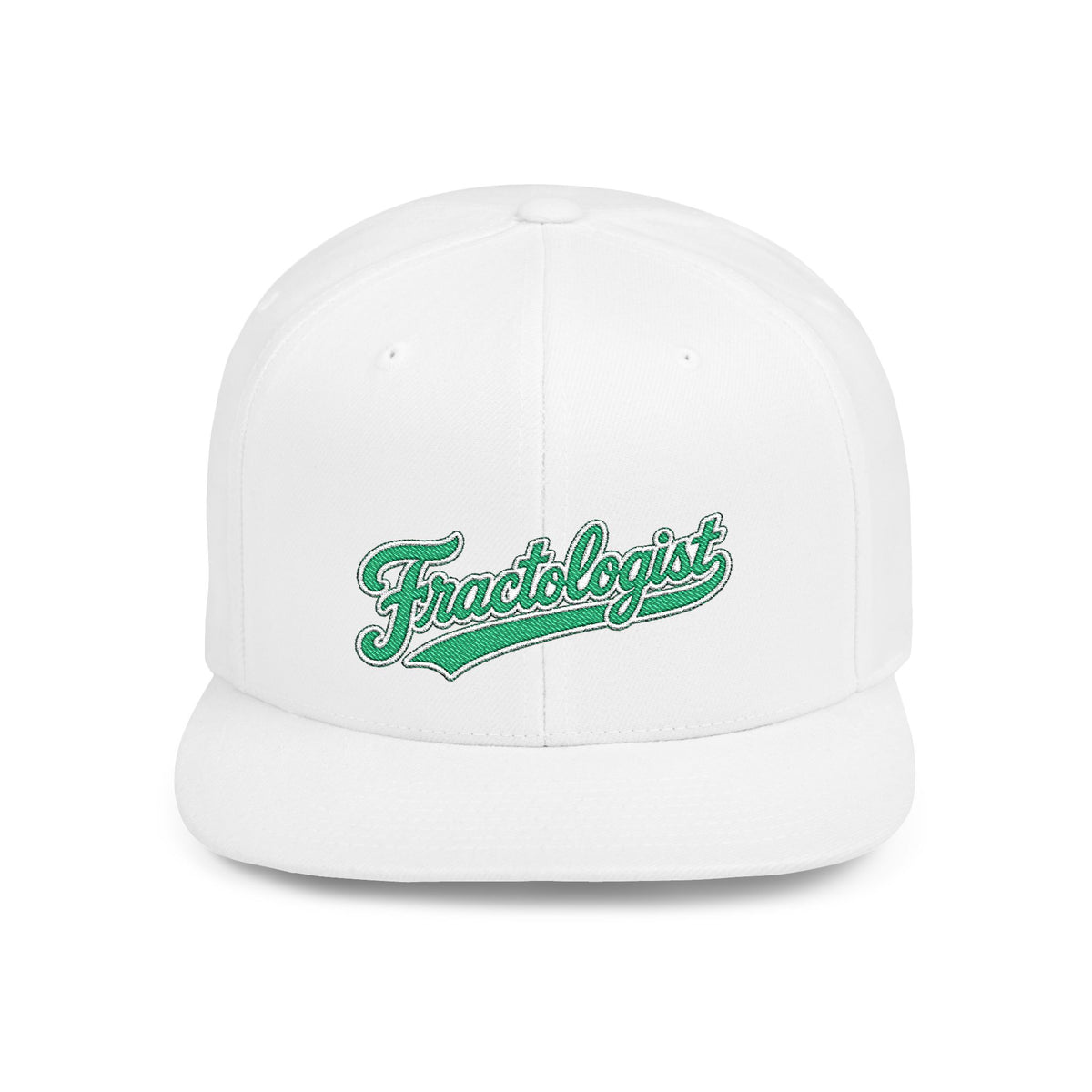 Fractologist Snapback Hat — Retro Script Flat-Bill Baseball Cap