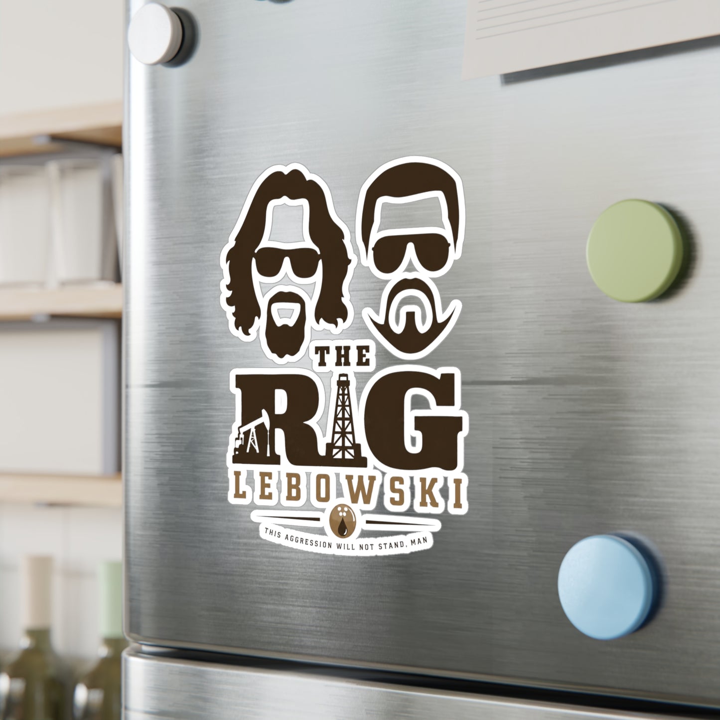 The Rig Lebowski Retro Oil Rig & Faces - Vinyl Stickers