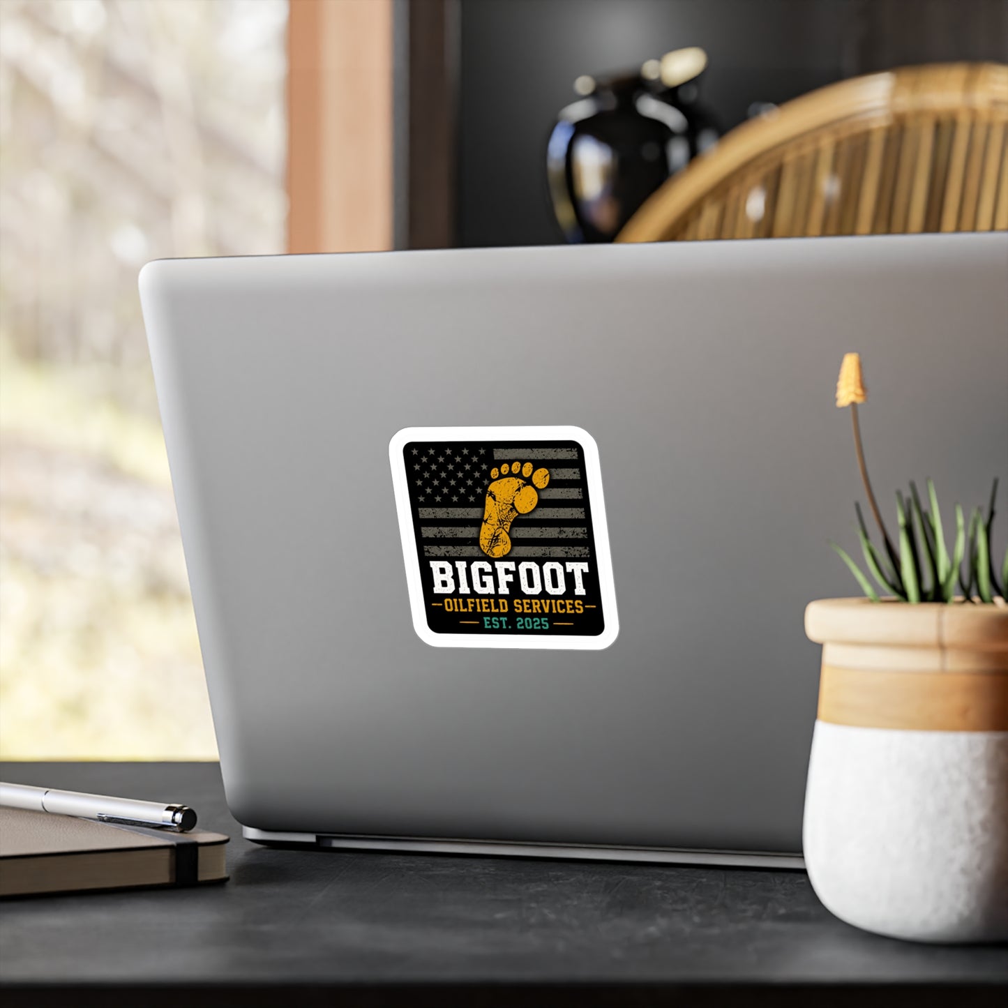Bigfoot Oilfield Services - Vinyl Sticker — Vintage American Flag Footprint Design (Est. 2025)