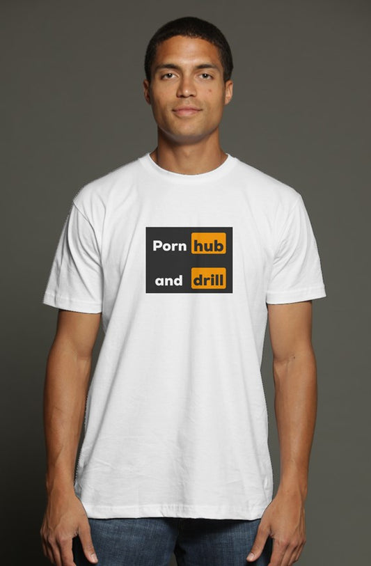 Pornhub & Drill triblend t shirt white